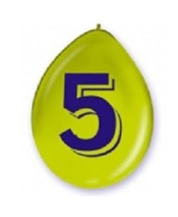 BOLSA 5 GLOBOS CARTEL NÚMERO 5