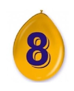 BOLSA 5 GLOBOS CARTEL NÚMERO 8