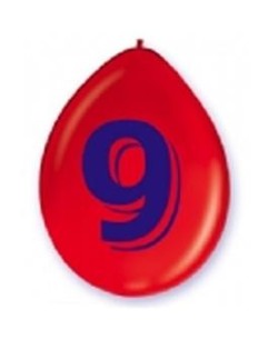 Bolsa 5 Globos Cartel Numero 9 | La Casa de las Fiestas