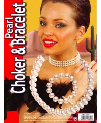 COLLAR 3 FILAS Y PULSERA PERLAS