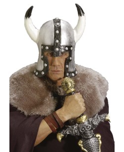 CASCO BARBARO DE LATEX CON CUERNOS
