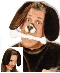 OREJAS DE PERRO MARRÓN CON DIADEMA.