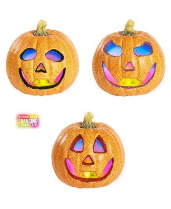 CALABAZA CON LUCES DE COLORES 20CM