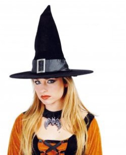 SOMBRERO BRUJA NEGRO TERCIOPELO CON HEBILLA