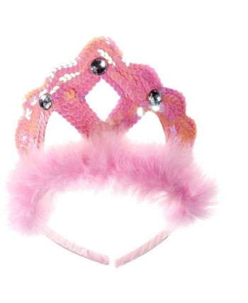 TIARA ROSA CON MARABU Y PERLAS