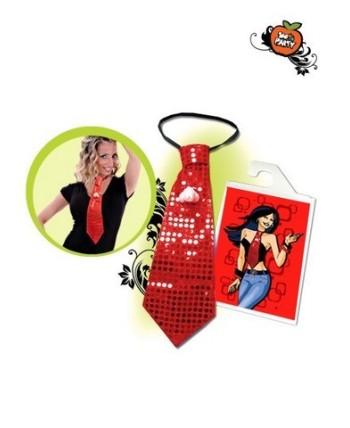 CORBATA PITO LENTEJUELAS ROJA