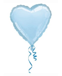 GLOBO DE HELIO CORAZON AZUL PASTEL METALIZADO