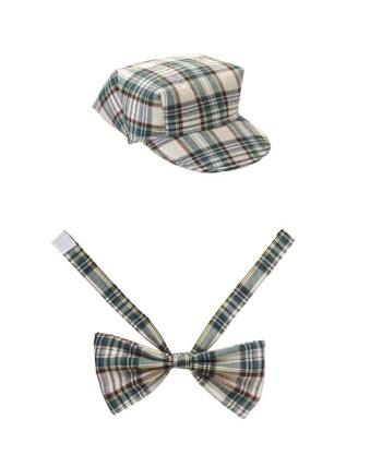 SET PAJARITA Y GORRA CUADROS GRIS