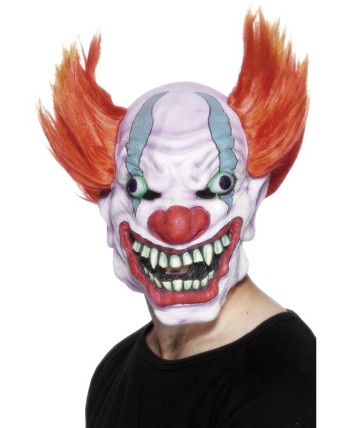 MASCARA PAYASO DIABOLICO CON PELO NARANJA