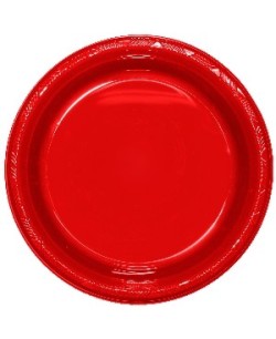 PLATO ROJO GRANDE DE PLASTICO 10 UNIDADES