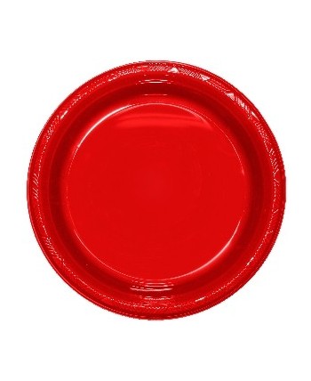 PLATO ROJO GRANDE DE PLASTICO 10 UNIDADES