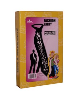 CORBATA  NO CHICAS NO FIESTA LETRAS METALIZADAS