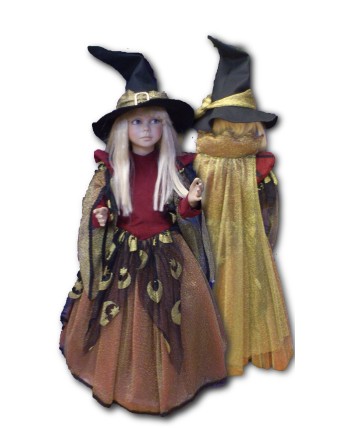 DISFRAZ DE BRUJA DE LA NOCHE (MORADO - ORO)