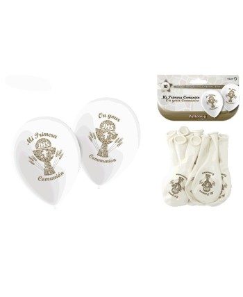 GLOBOS PRIMERA COMUNION 10 UNIDADES