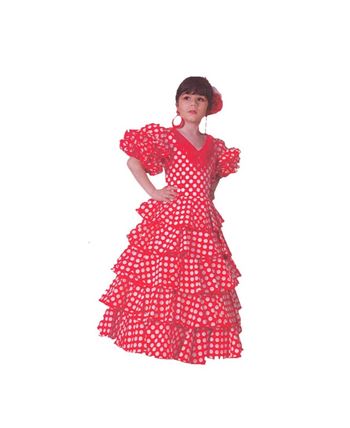 TRAJE DE CORDOBESA ROJO LUNAR BLANCO