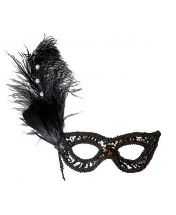 ANTIFAZ LEOPARDO CON PLUMA NEGRA