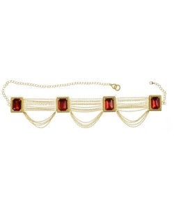 CINTURON ODALISCA DORADO CON PIEDRAS ROJAS