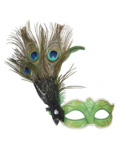 ANTIFAZ PISTACHO CON PLUMAS DECORADAS
