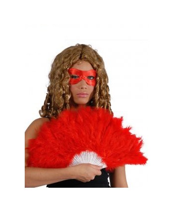ABANICO DE PLUMAS ROJO