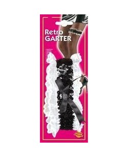 LIGA LENTEJUELA NEGRA CON PUNTILLA BLANCA