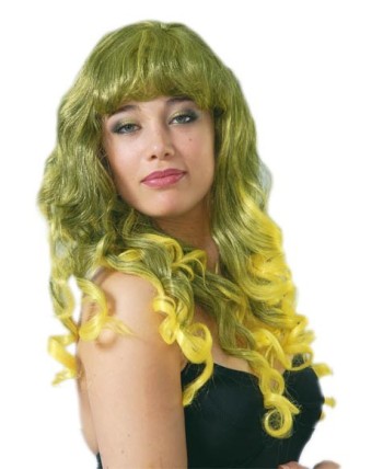 PELUCA RIZOS MECHAS AMARILLAS