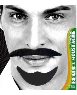 BIGOTE CON PERILLA REDONDA ANCHA NEGRO ADHESIVO