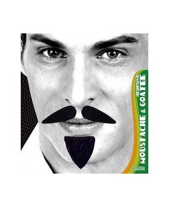 BIGOTE CON PERILLA NEGRO ADHESIVO 3 PIEZAS
