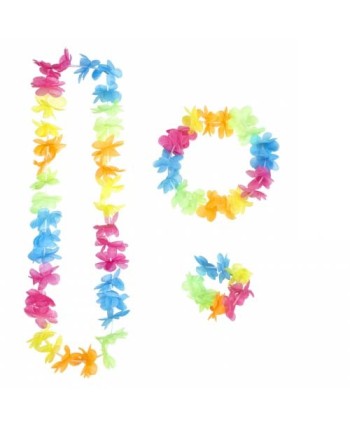 SET HAWAIANO NEON MULTICOLOR