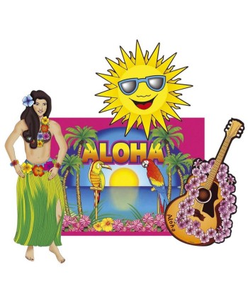 SET 4 DECORACIONES HAWAIANOS