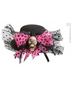TOCADO NEGRO DECORADO CALAVERA Y TUL