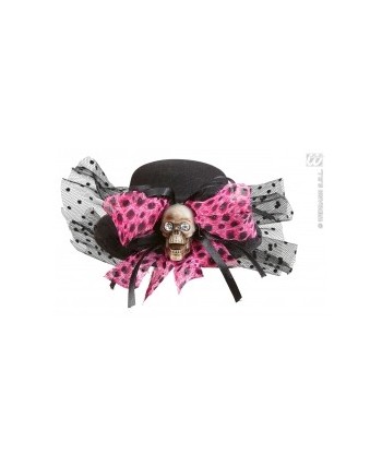 TOCADO NEGRO DECORADO CALAVERA Y TUL