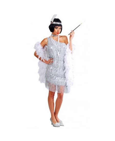 DISFRAZ DE CHARLESTON PLATA PARA MUJER