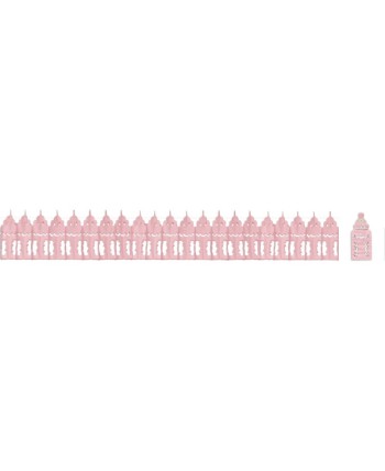Guirnalda Biberon Rosa para Baby Shower | La Casa de las Fiestas