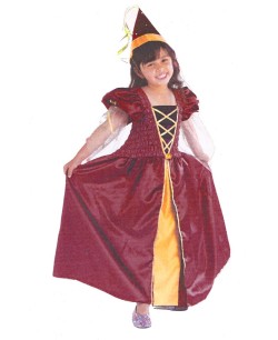 DISFRAZ DE PRINCESA MEDIEVAL ROJO PARA NIÑA