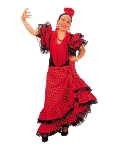 Disfraz Vestido Largo Rojo de Flamenca Adulta, también para hombre,  despedidas de soltero