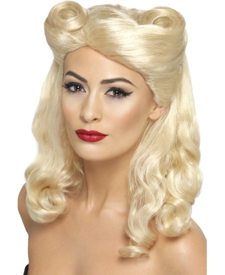 PELUCA PIN UP RUBIA LUJO