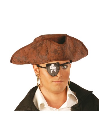 SOMBRERO PIRATA DEL CARIBE MARRON TRES PICOS
