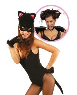 CONJUNTO GATITA TERCIOPELO NEGRO