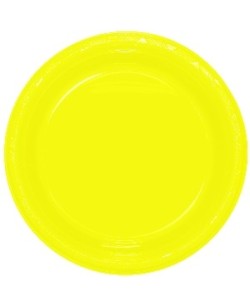 PLATO AMARILLO GRANDE DE PLASTICO 10 UNIDADES