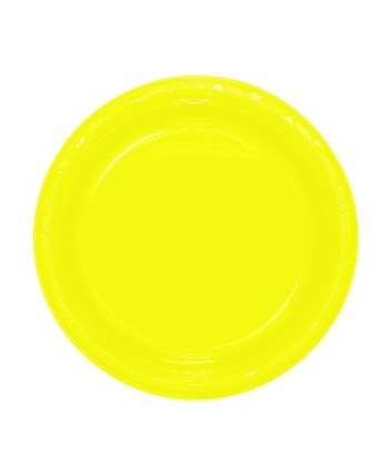 PLATO AMARILLO GRANDE DE PLASTICO 10 UNIDADES