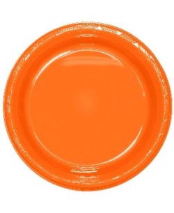 PLATO NARANJA GRANDE DE PLASTICO 10 UNIDADES