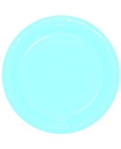 Plato celeste pastel grande de plástico 10 unidades