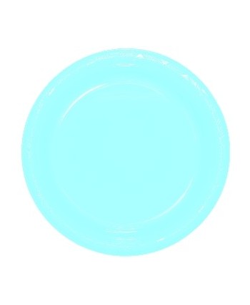 Plato celeste pastel grande de plástico 10 unidades