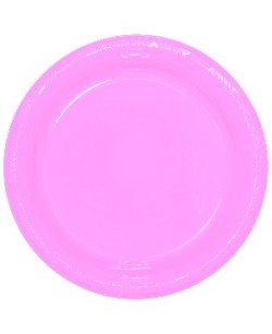 PLATO ROSA PASTEL GRANDE DE PLASTICO 10 UNIDADES
