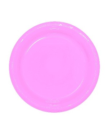 PLATO ROSA PASTEL GRANDE DE PLASTICO 10 UNIDADES