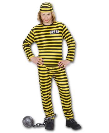 DISFRAZ DE PRESO AMARILLO Y NEGRO