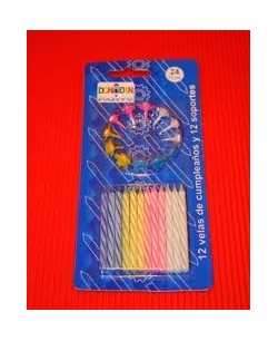 VELAS FELIZ CUMPLEAÑOS CON SOPORTE