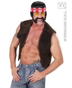 PELUCA HIPPIE CON PATILLAS BIGOTE Y CINTA