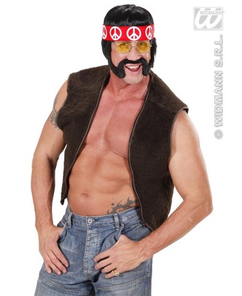 PELUCA HIPPIE CON PATILLAS BIGOTE Y CINTA