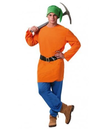 DISFRAZ DE ENANITO BLANCANIEVES NARANJA PARA HOMBRE